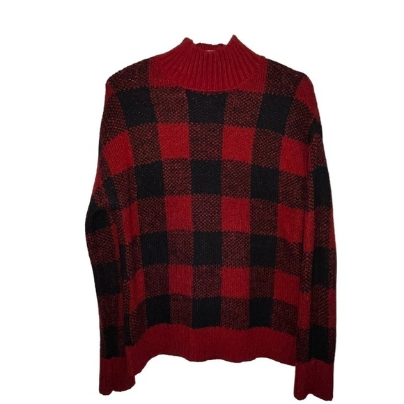 Buffalo Plaid Mock Neck Sweater - Picture 3 of 6